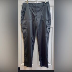 Women’s White House Black Market Dark Gray Satin Cargo Tapered Ankle Pants